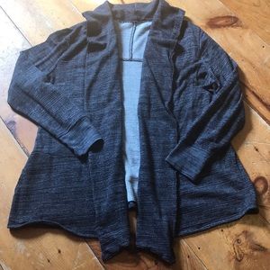 Shawl collar open front sweat shirt